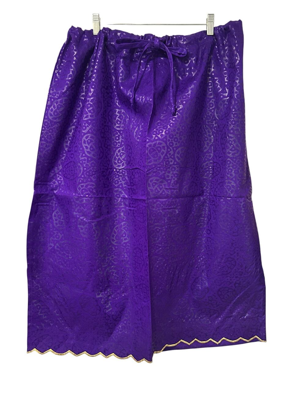Vintage 90s Meetu Magic African Scene Skirt Purple Jacquard Gold Trim OS Boho